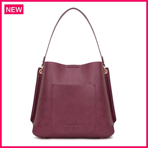 Medium Hobo Purse Bucket Shoulder Bag with Crossbody Strap PU Leather - Picture 5 of 7